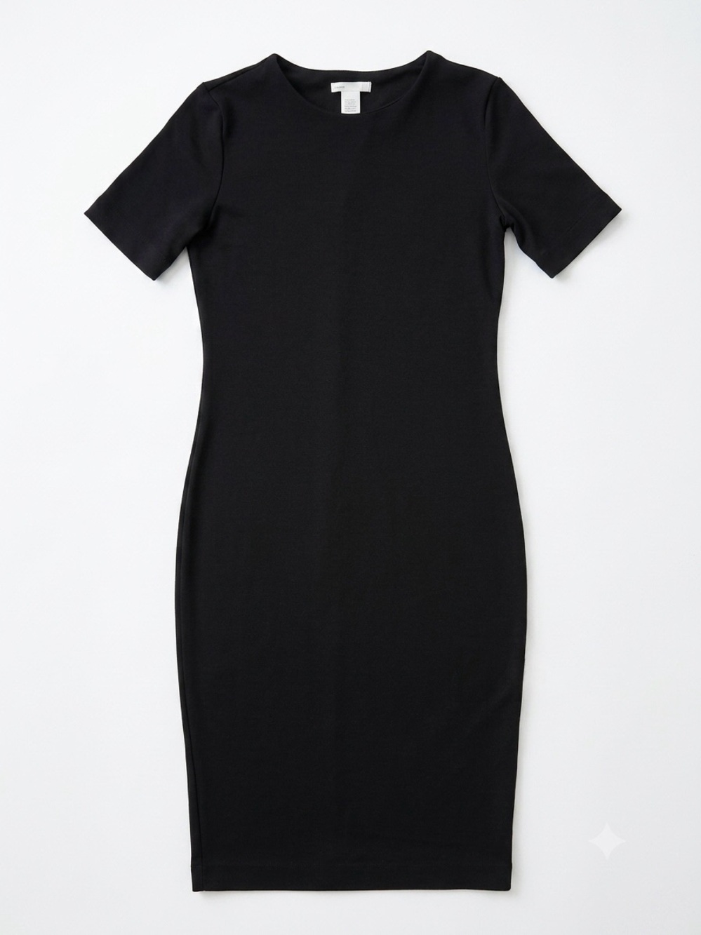 H&M Classic Black Short Sleeve Midi Dress S